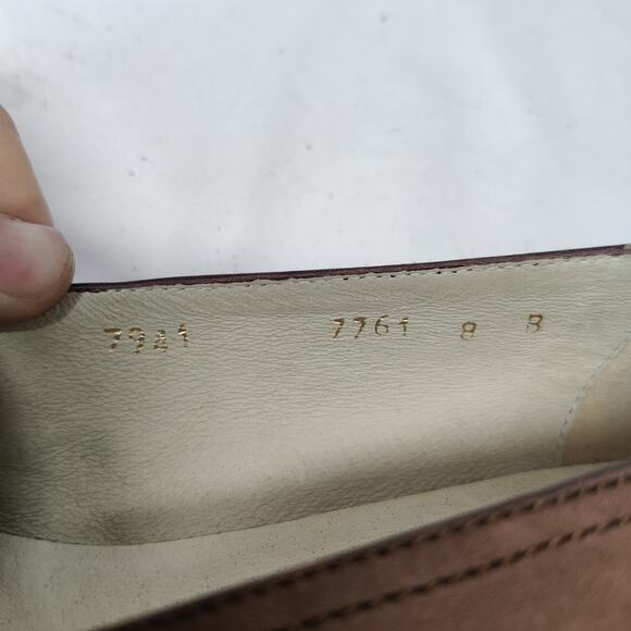 Vtg 90s Josephine Gold Capped Western Nubuck Leather Croc Embossed Flats 8 - Picture 8 of 12